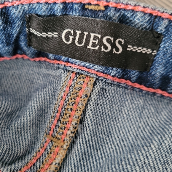 GUESS Denim Skirt Distressed Asymmetric Raw Hem Size 27 - Picture 12 of 15